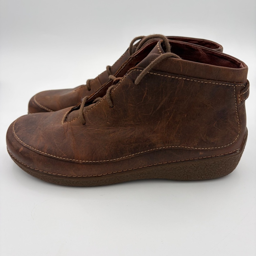 Duluth Trading Co Andina Brown Leather Chukka Ankle Boots Women 11 Lace Up Brown